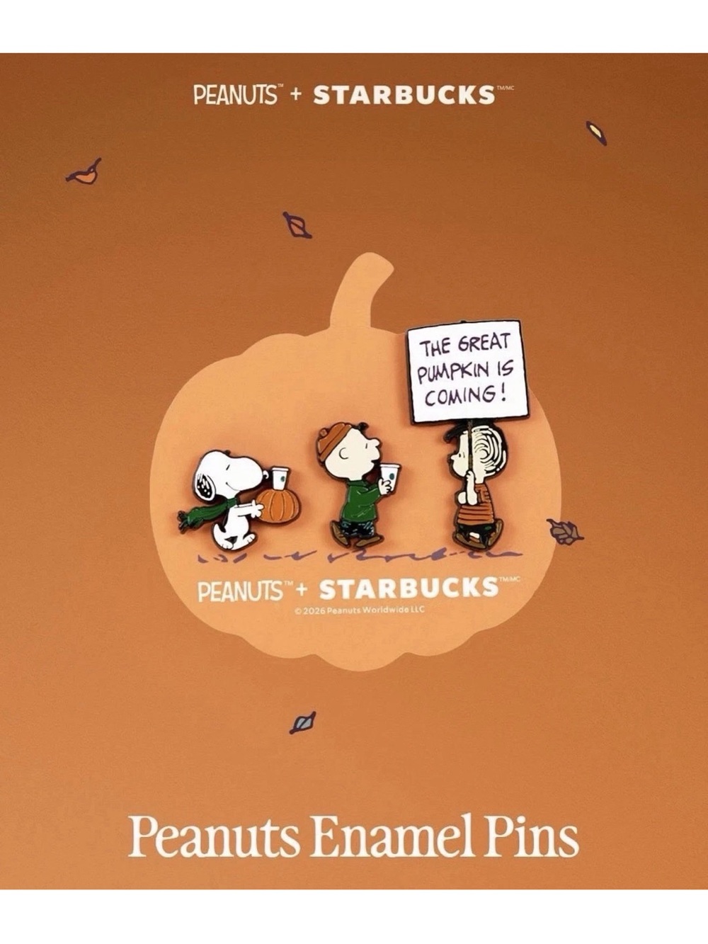 Starbucks Peanuts Snoopy 3 Pack Pins & 2 Gift Cards